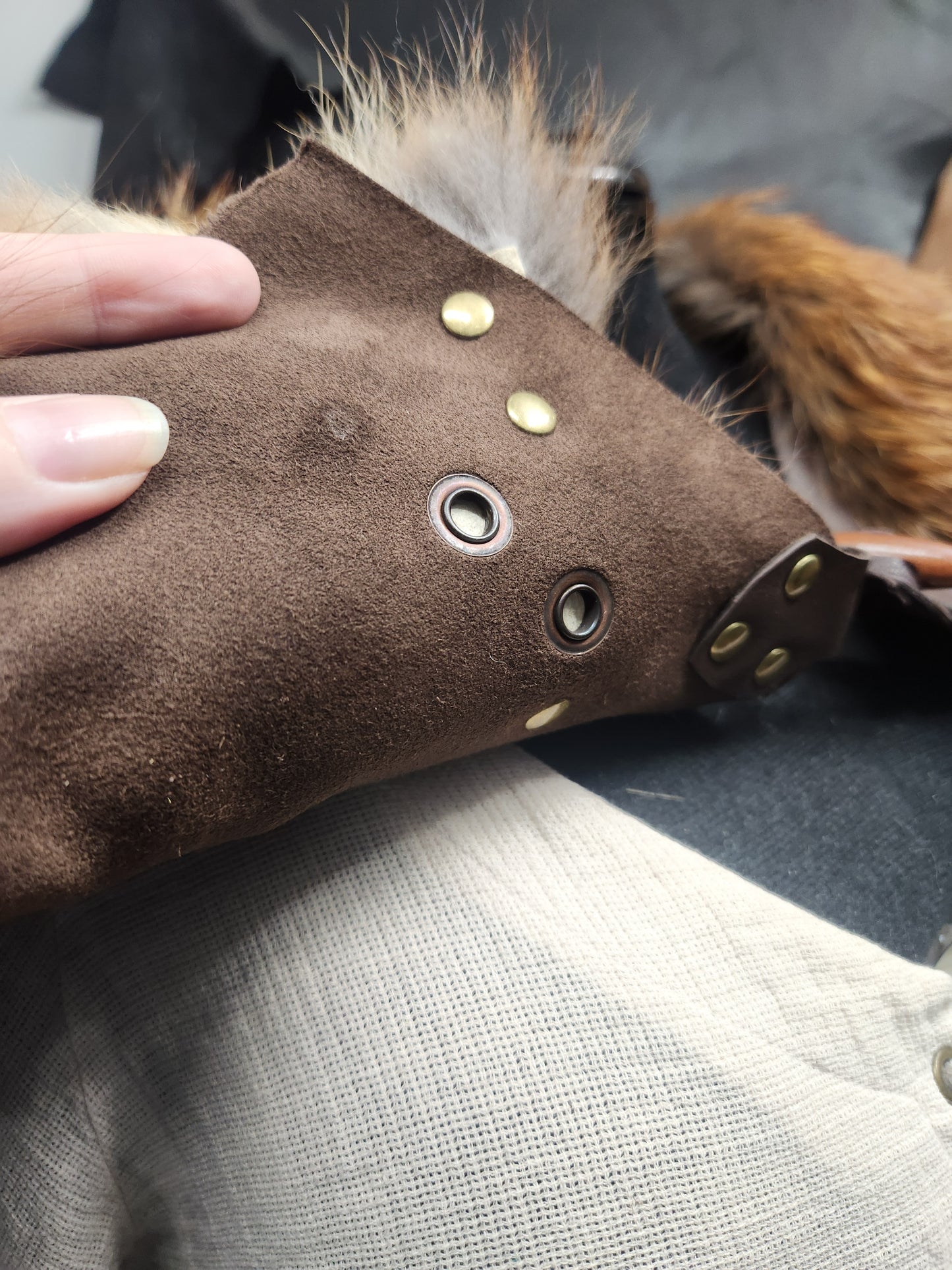 Fox Tail and Deerskin Leather Mantle