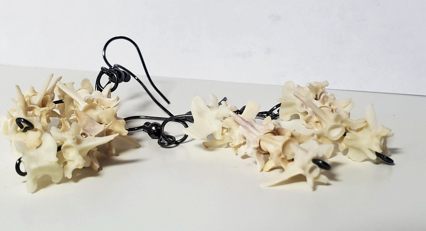 Rattlesnake Vertebrae Drop Earrings, Real Bone Snake Spine Jewelry