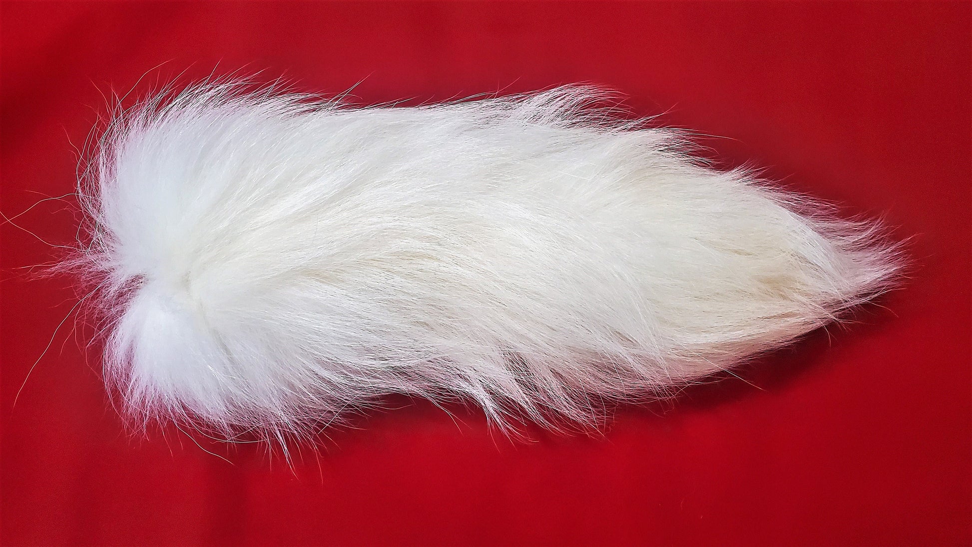 11"-13" White Tanuki Tail Keychain, Real Taxidermy Finn Raccoon Tail, Super Fluffy Long and Plush Genuine Fur