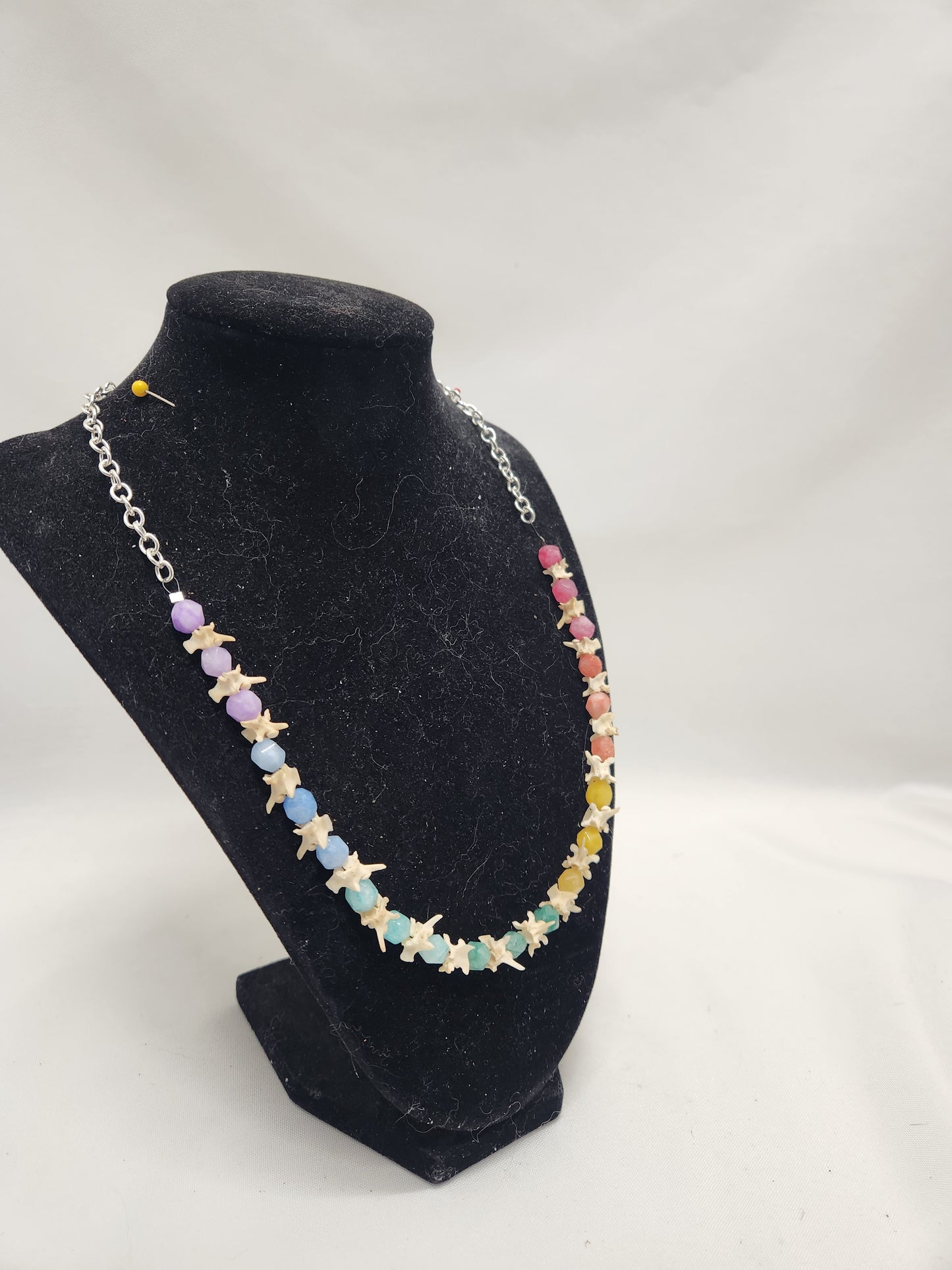 Rainbow Quartz and Rattlesnake Vertebrae Necklace