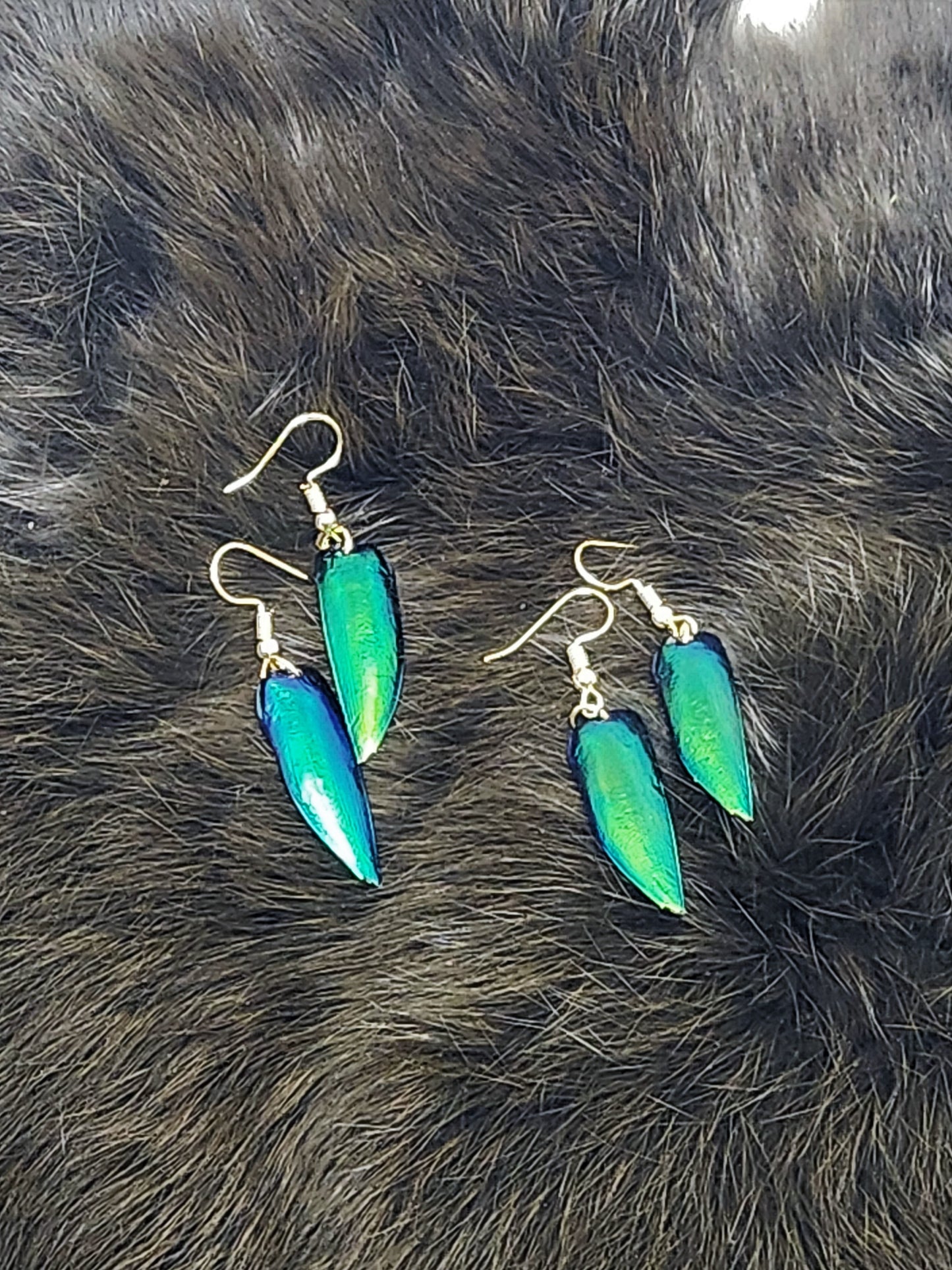 Jewel Beetle Wing Earrings