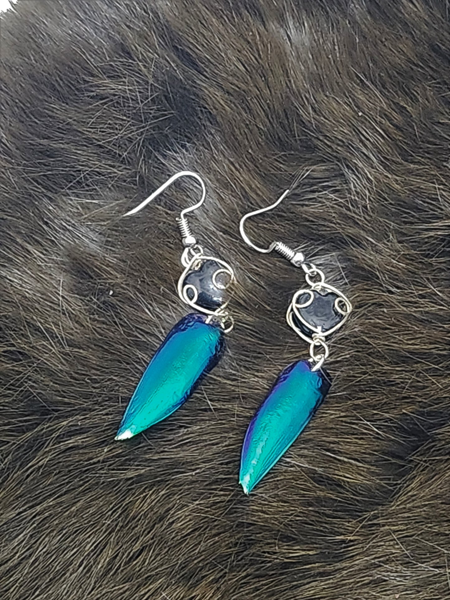 Jewel Beetle Wing Earrings