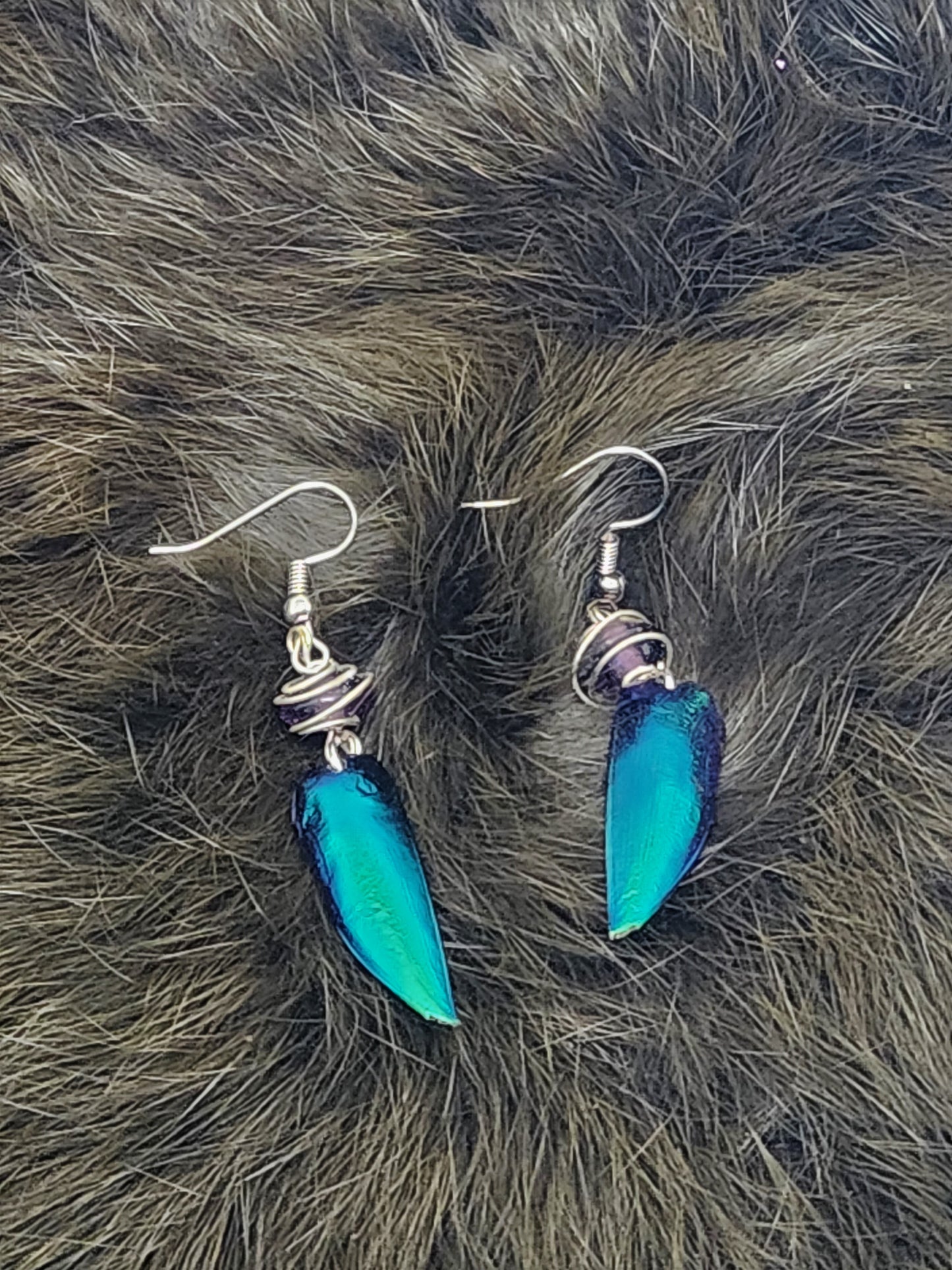 Jewel Beetle Wing Earrings