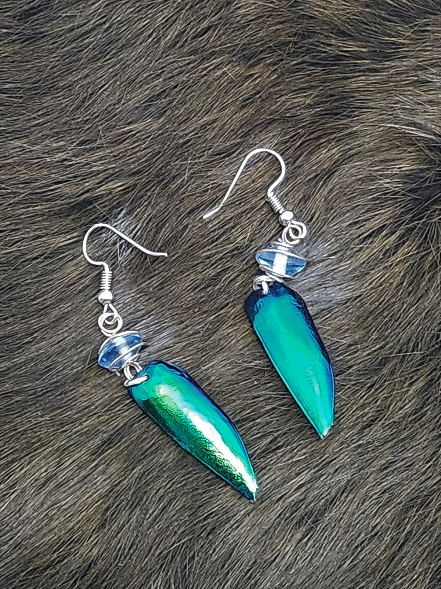 Jewel Beetle Wing Earrings