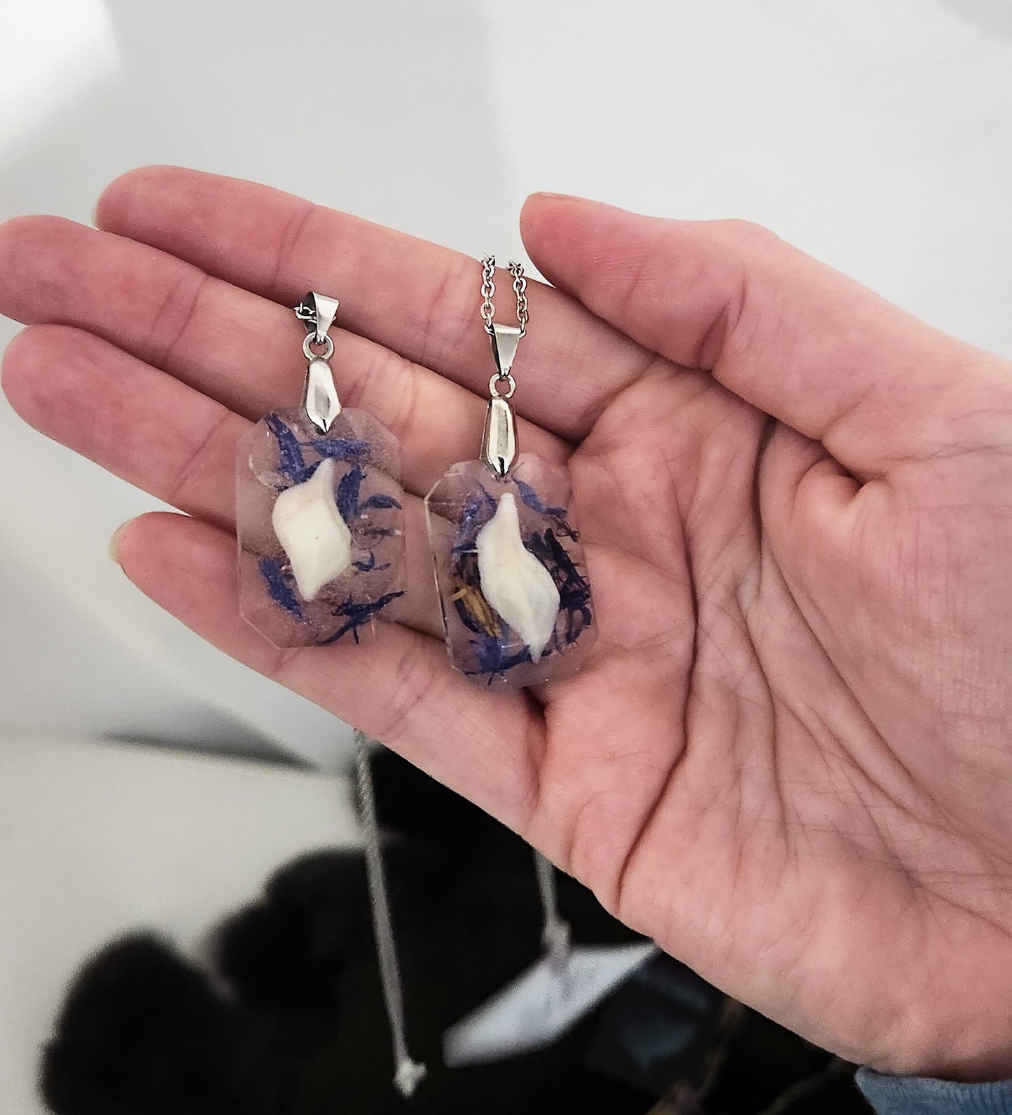 Bone, Flower, and Resin Necklaces