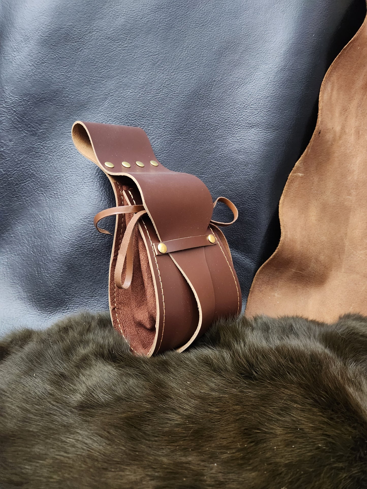 Leather Drawstring Belt Bags