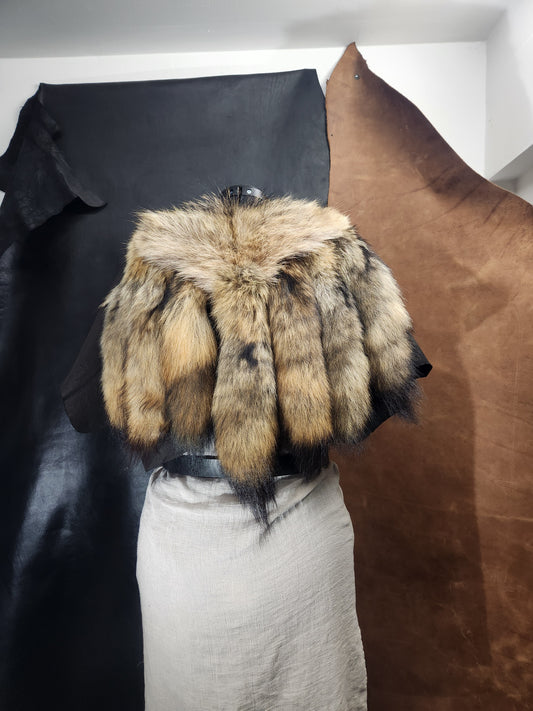 Coyote Tail and Deerskin Leather Mantle