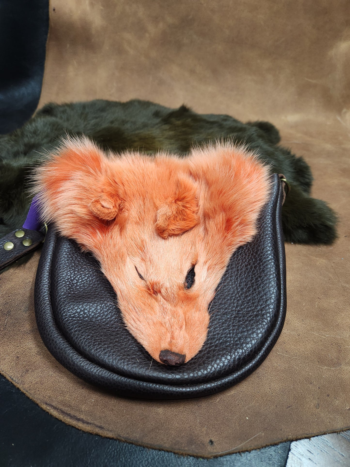 Leather Bags with Fur Faces, Convertible Belt or Shoulder Bag