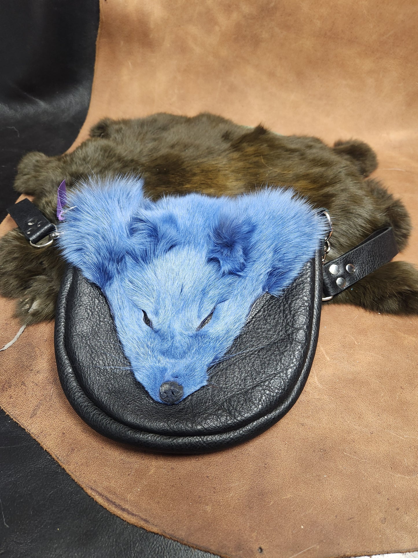 Leather Bags with Fur Faces, Convertible Belt or Shoulder Bag