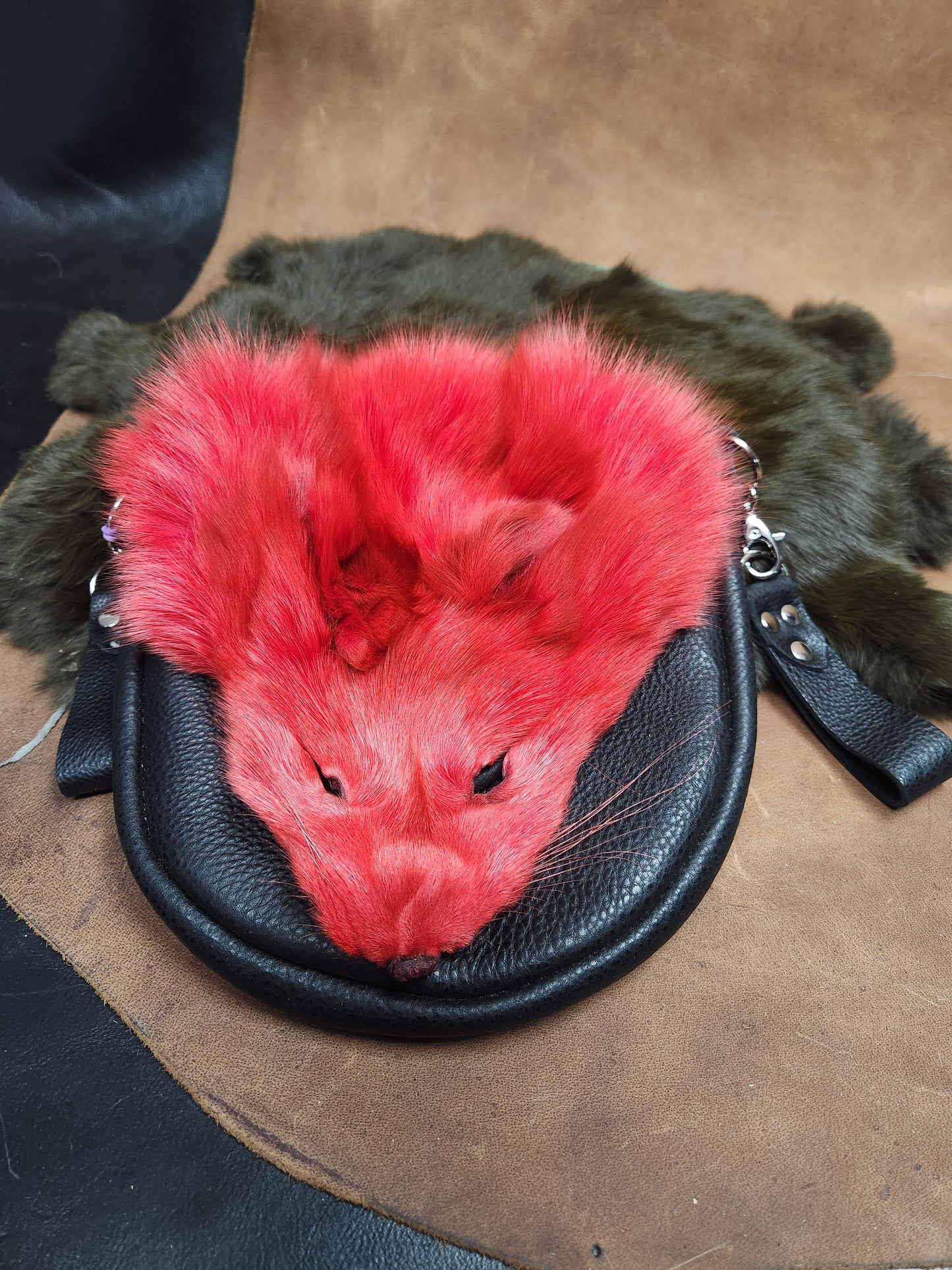 Leather Bags with Fur Faces, Convertible Belt or Shoulder Bag