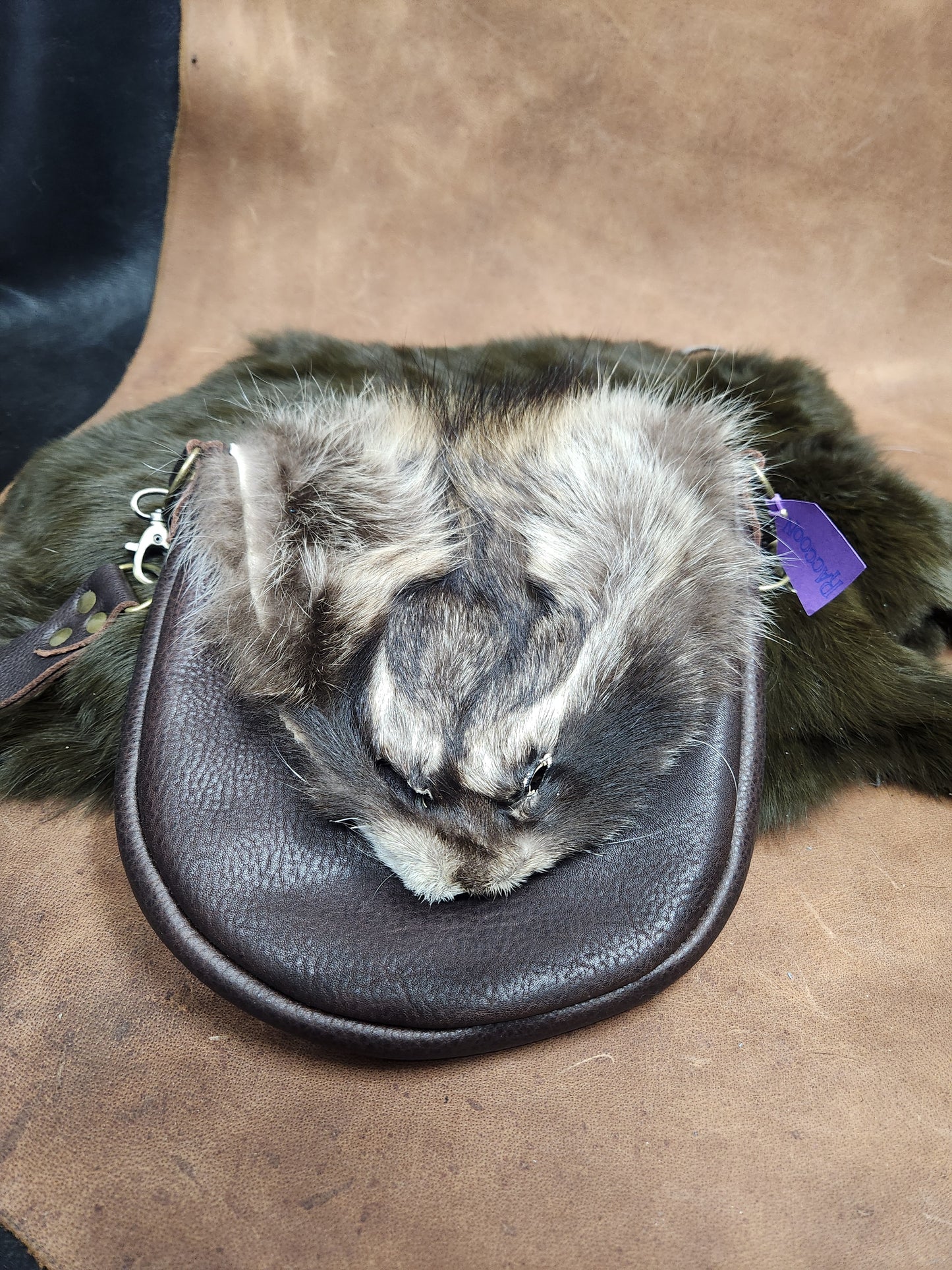 Leather Bags with Fur Faces, Convertible Belt or Shoulder Bag