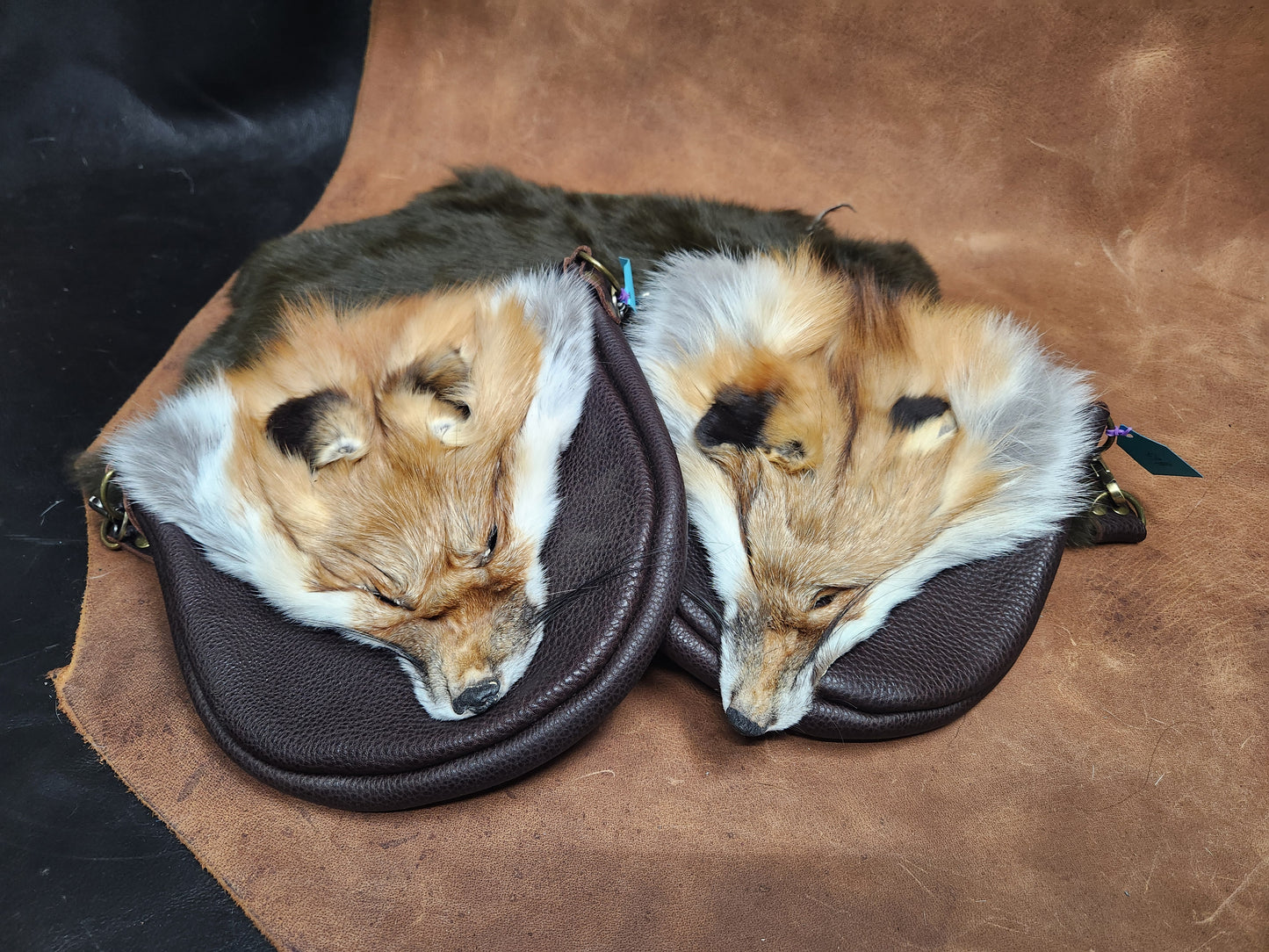 Leather Bags with Fur Faces, Convertible Belt or Shoulder Bag