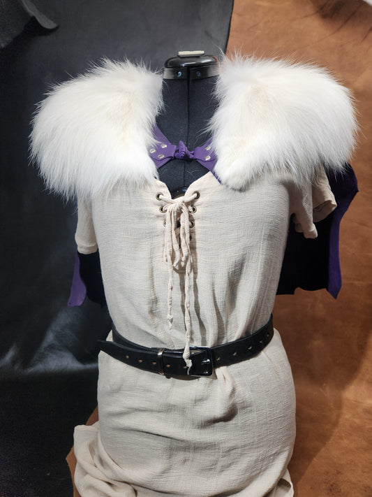 Purple Leather Mantle with Marble Fox Ruff