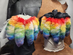 Rainbow Fox Tail, White Rabbit, and Deerskin Leather Mantle