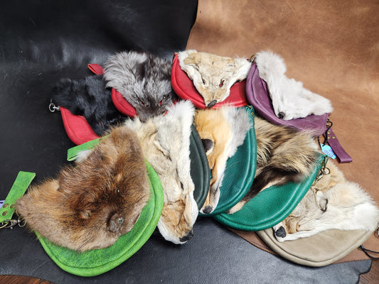 Colorful Leather Bags with Fur Faces, Belt Bag or Sporrin