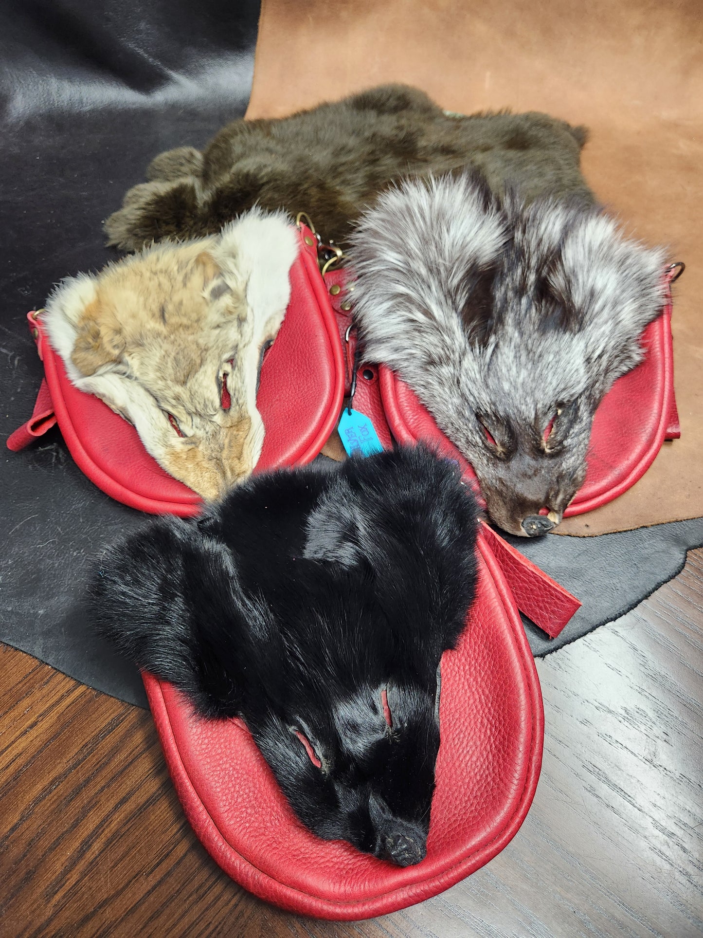 Colorful Leather Bags with Fur Faces, Belt Bag or Sporrin