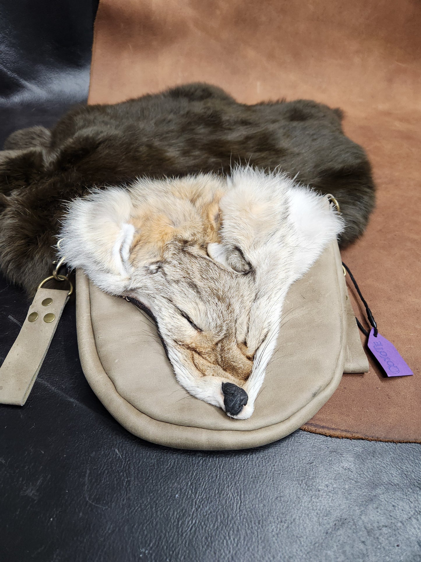 Colorful Leather Bags with Fur Faces, Belt Bag or Sporrin