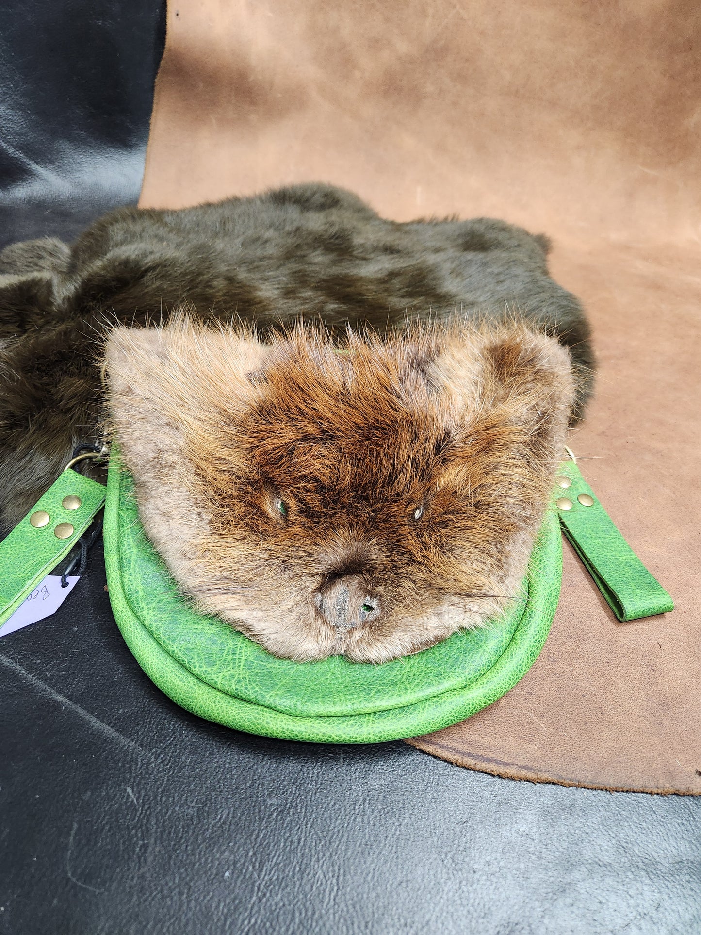 Colorful Leather Bags with Fur Faces, Belt Bag or Sporrin