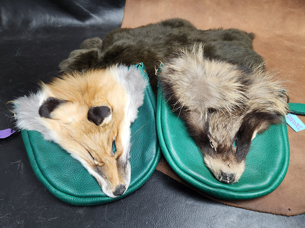 Colorful Leather Bags with Fur Faces, Belt Bag or Sporrin