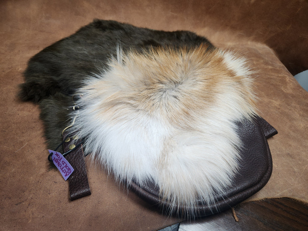 Large Leather Bags with Fur Faces, Shoulder or Belt Bag or Sporrin