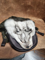 Large Leather Bags with Fur Faces, Shoulder or Belt Bag or Sporrin
