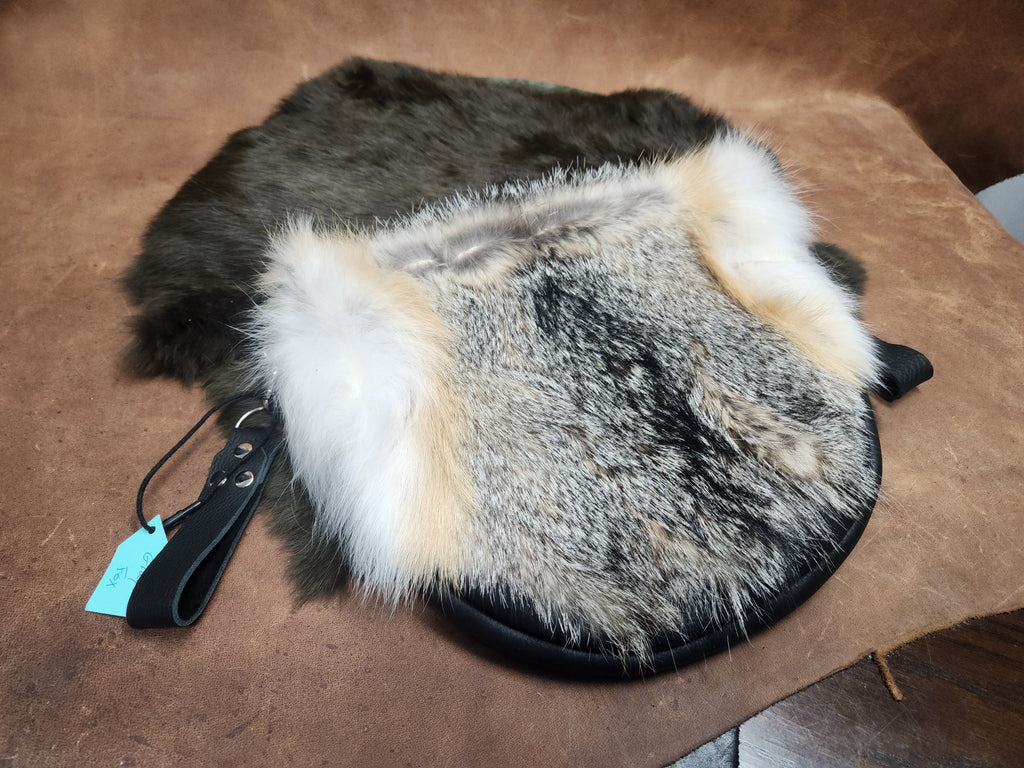 Large Leather Bags with Fur Faces, Shoulder or Belt Bag or Sporrin