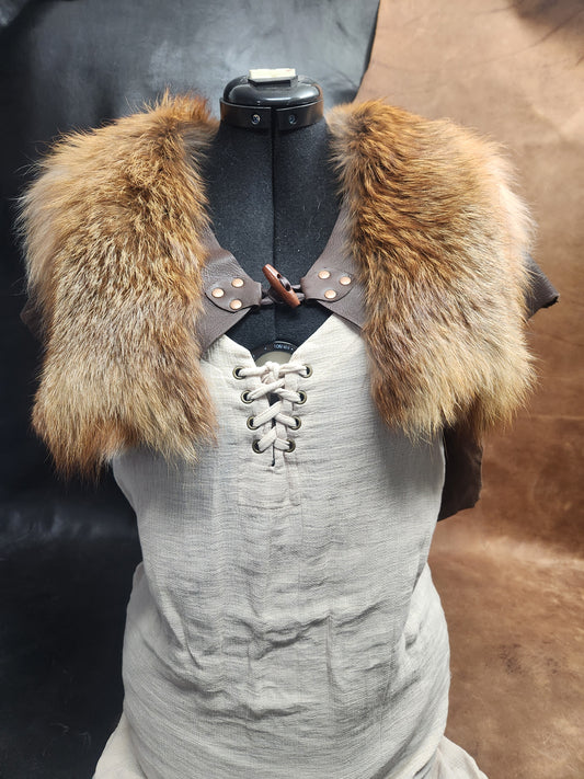 Fox Tail and Deerskin Leather Mantle