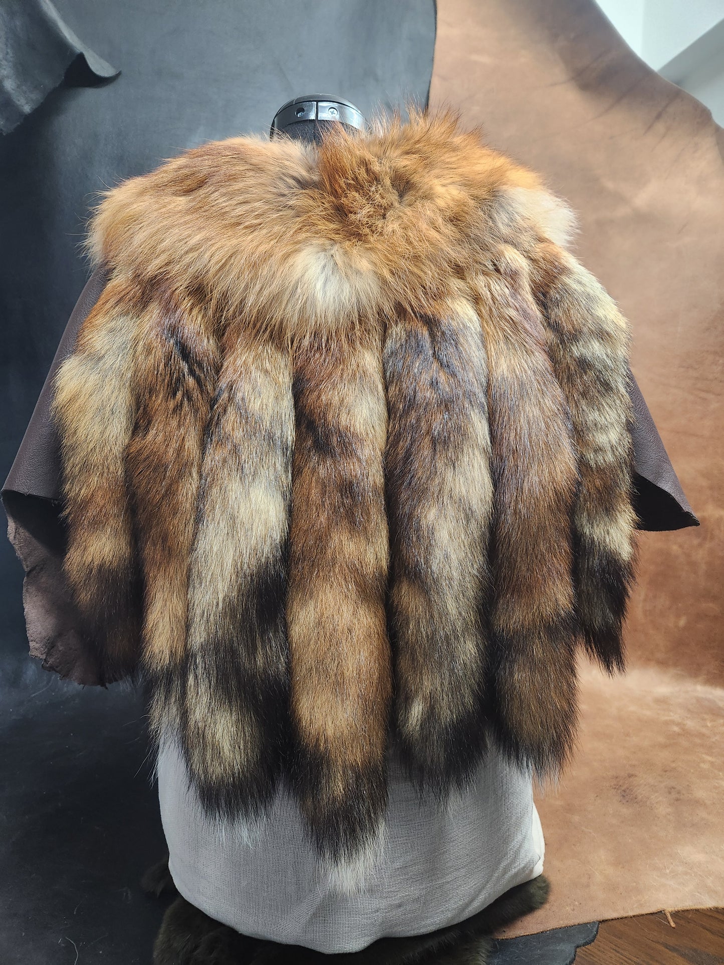 Fox Tail and Deerskin Leather Mantle