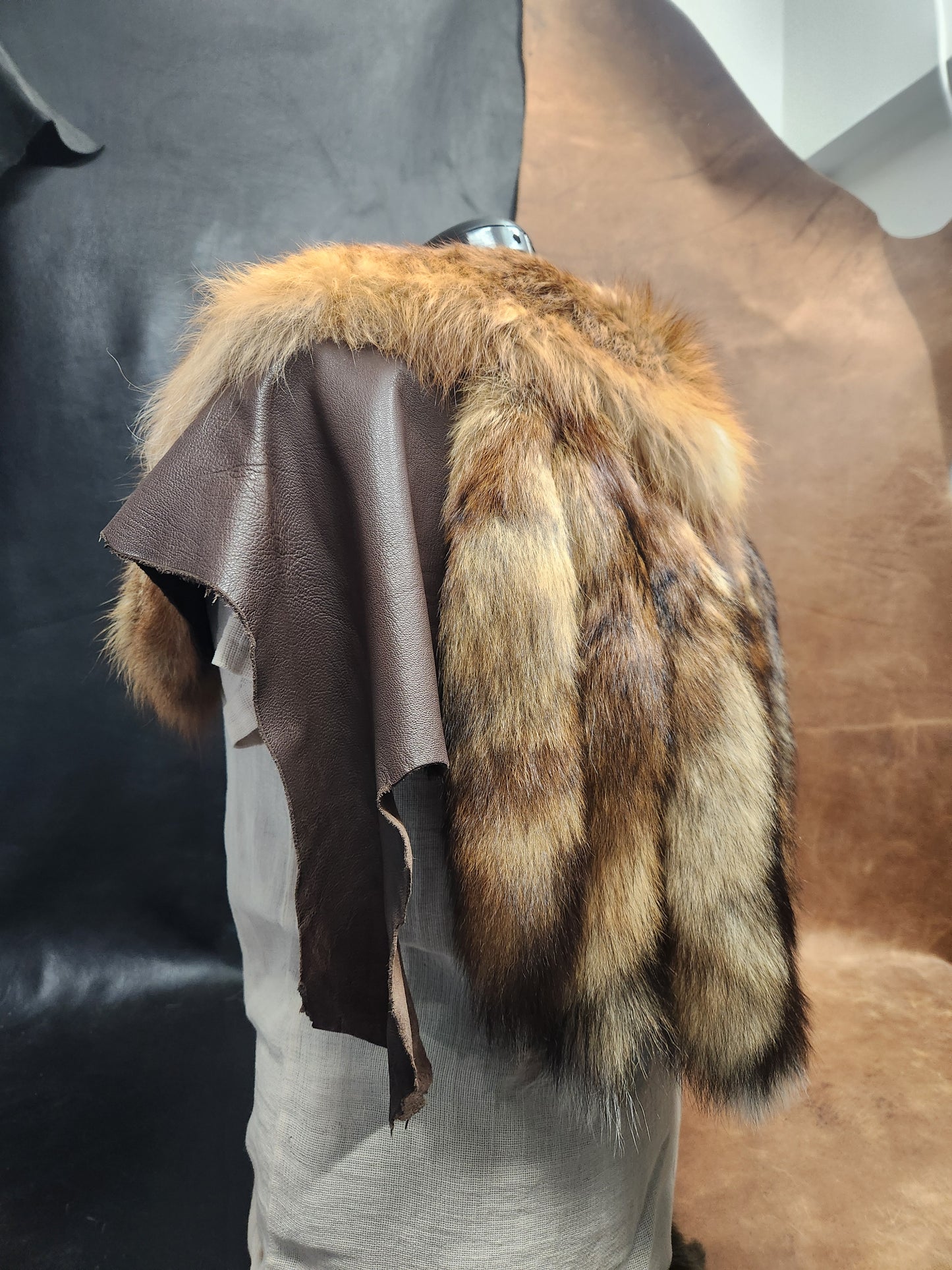 Fox Tail and Deerskin Leather Mantle
