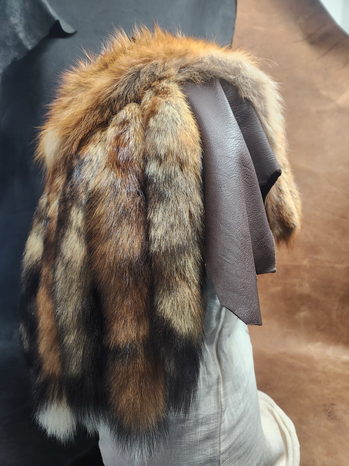 Fox Tail and Deerskin Leather Mantle