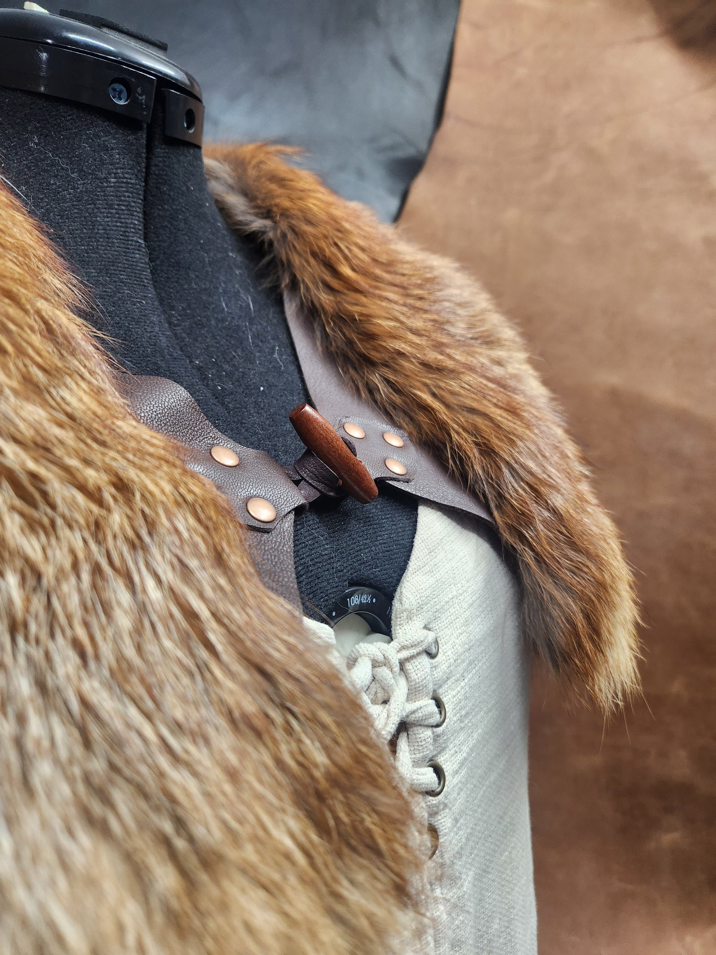 Fox Tail and Deerskin Leather Mantle