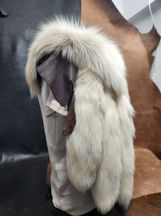 Champagne Fox Tail and Deerskin Leather Mantle