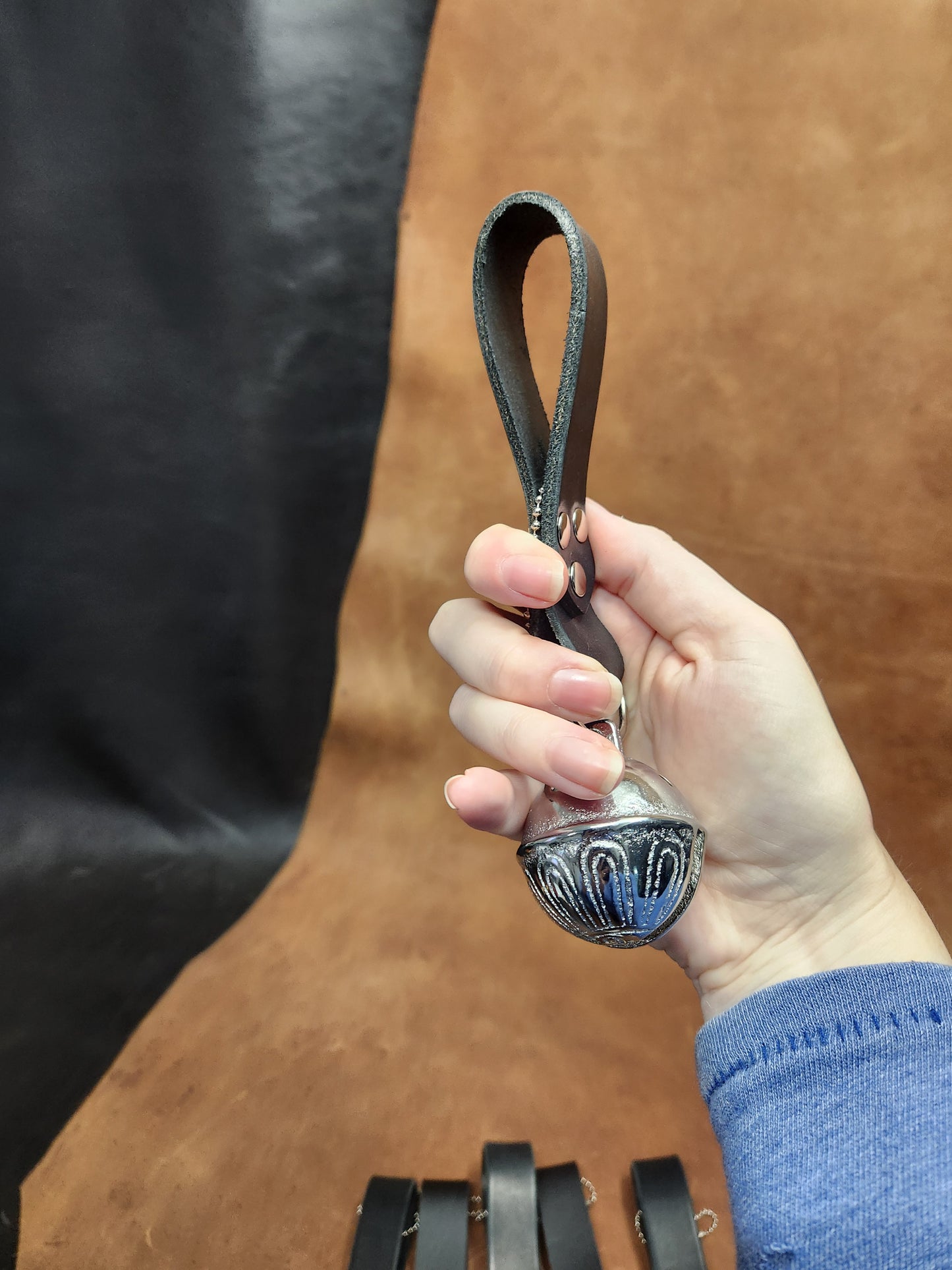 Leather Strap Single Sleigh Bell, Bells for Belt for Renaissance Festival