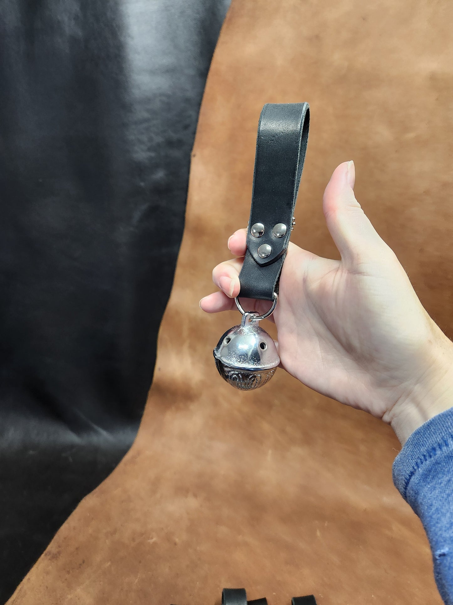 Leather Strap Single Sleigh Bell, Bells for Belt for Renaissance Festival