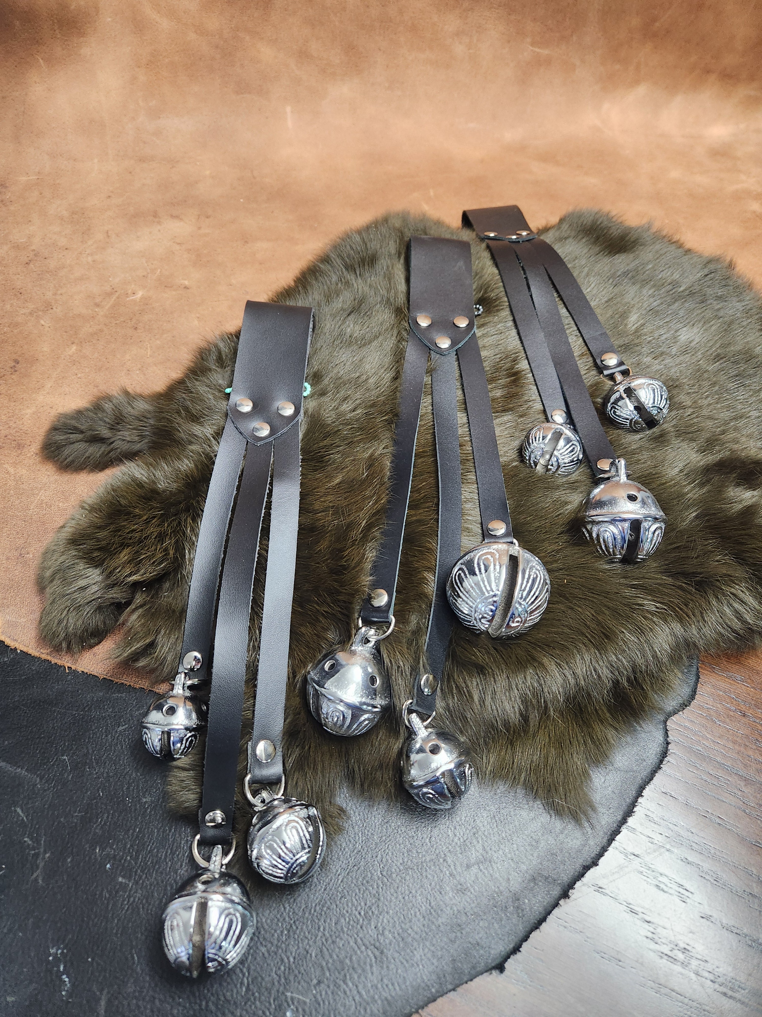 Leather Strap Sleigh Bells, Bells for Belt for Renaissance Festival