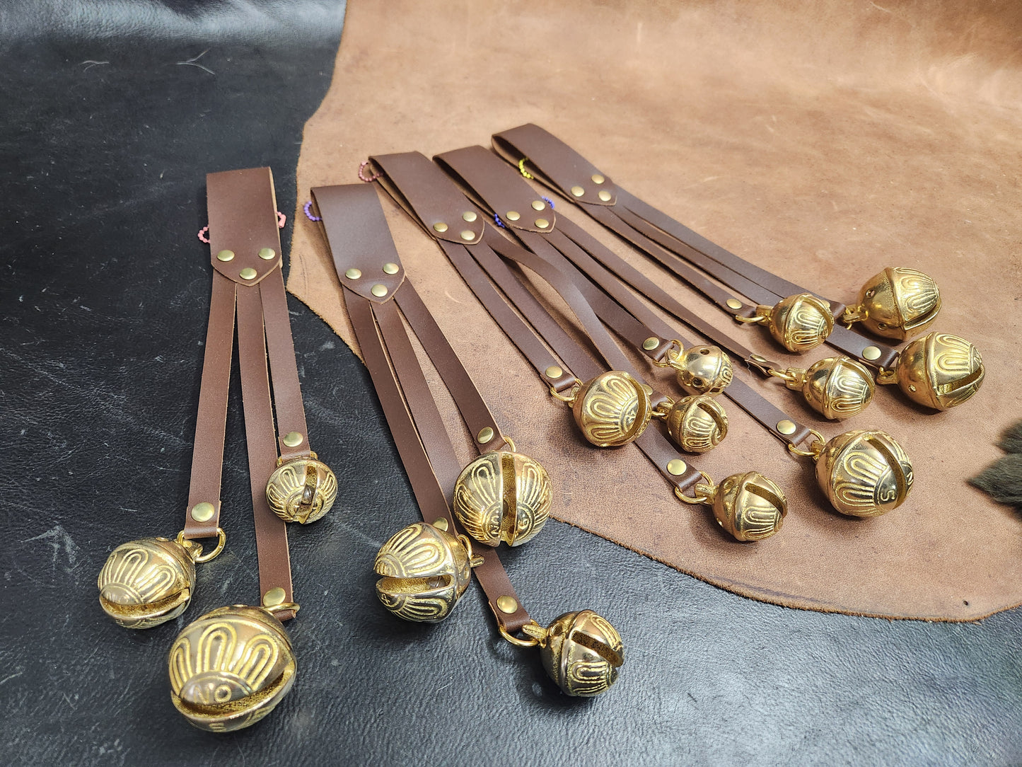 Leather Strap Sleigh Bells, Bells for Belt for Renaissance Festival (Copy)