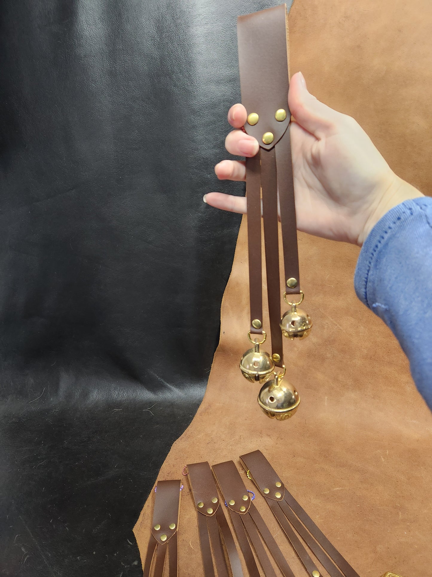 Leather Strap Sleigh Bells, Bells for Belt for Renaissance Festival (Copy)