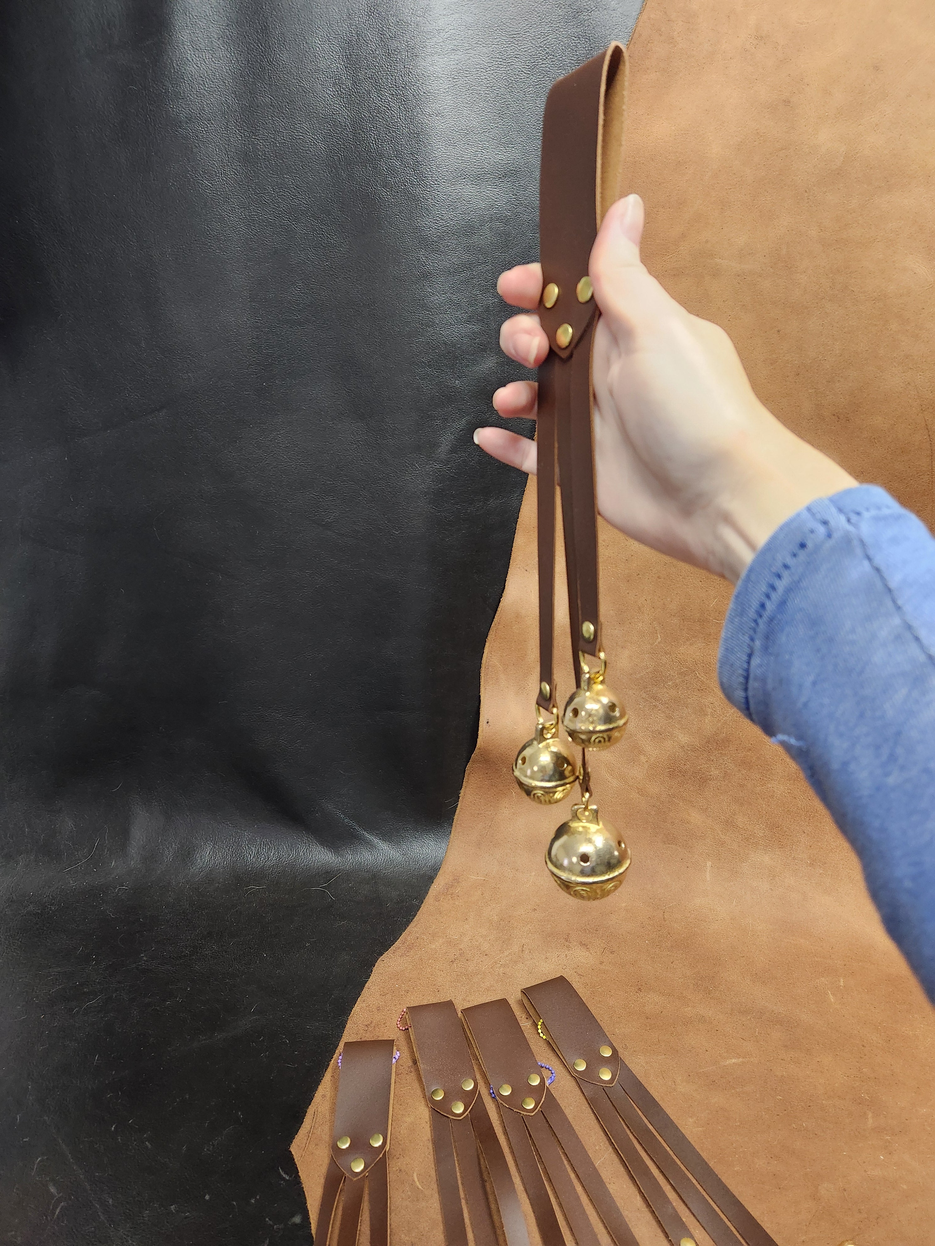 Leather Strap Sleigh Bells, Bells for Belt for Renaissance Festival