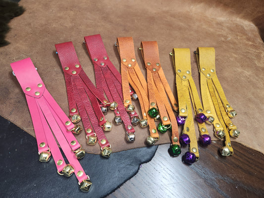 Colored Leather Strap Witch Bells, Bells for Belt for Renaissance Festival
