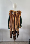 Triple Red Fox Mantle on Brown Leather