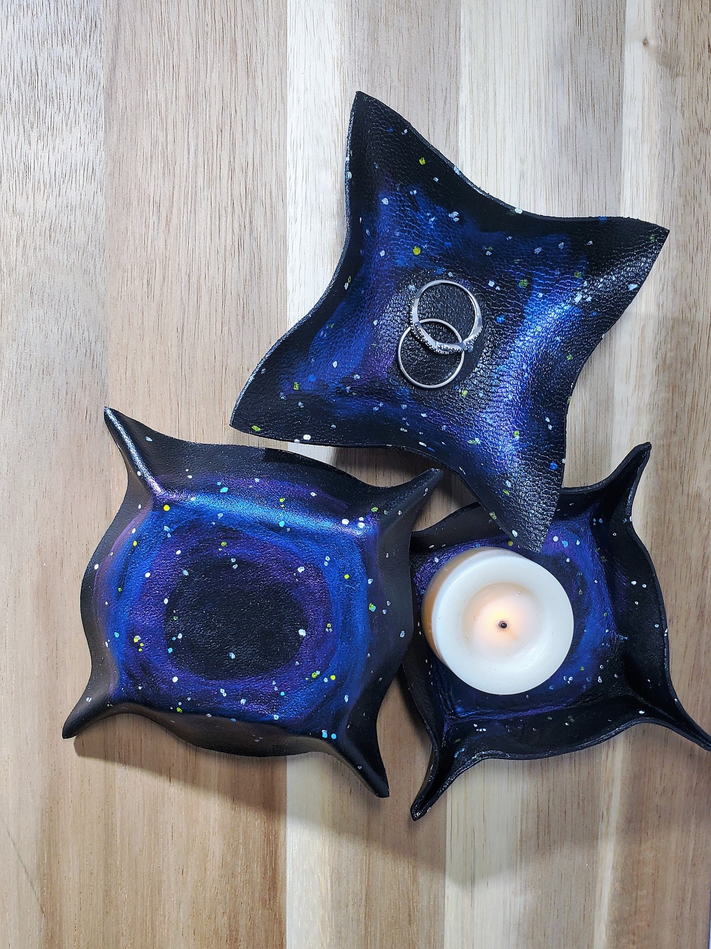 Hand Painted Leather Ring Dishes