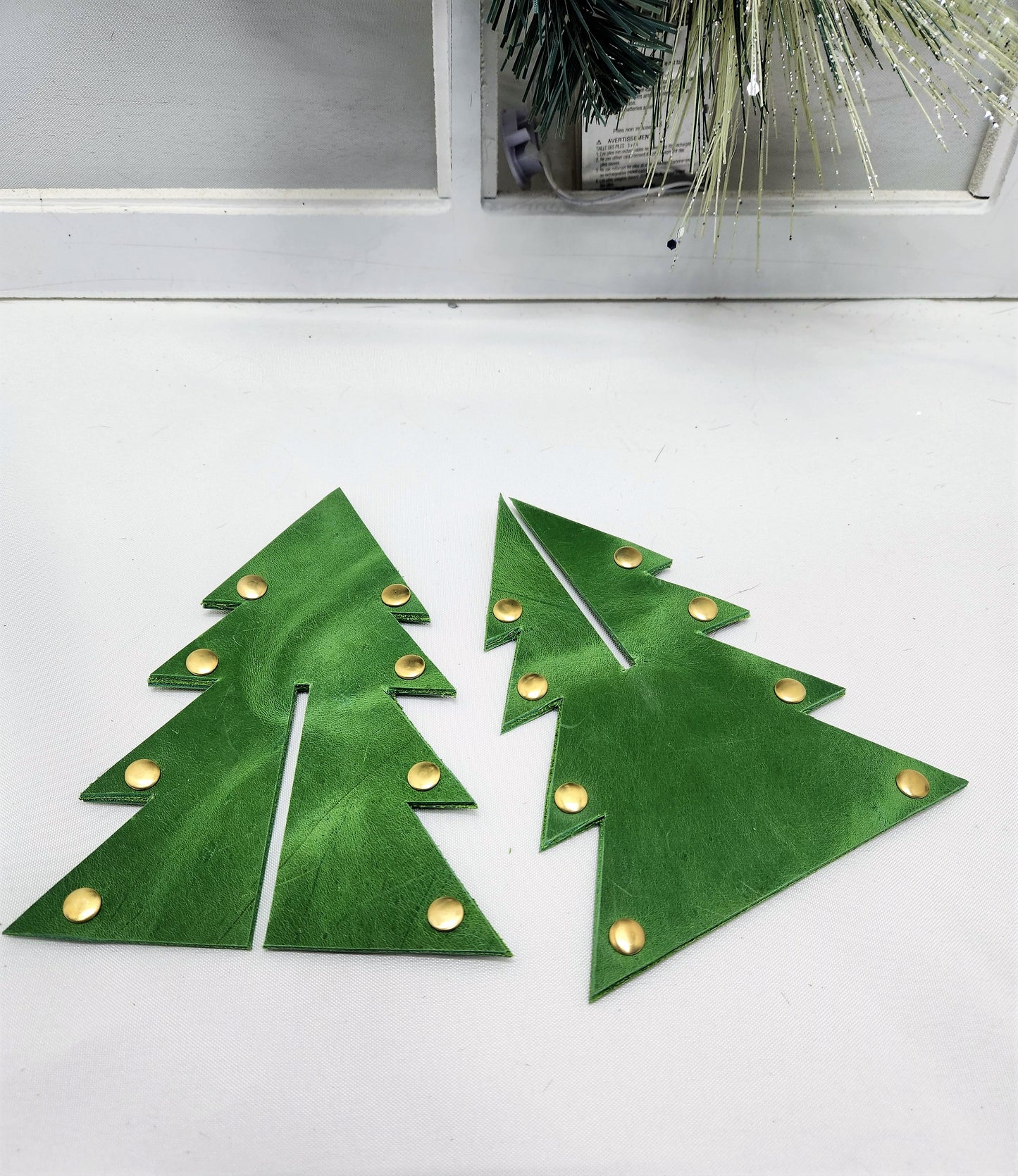 Standing Leather Christmas Trees