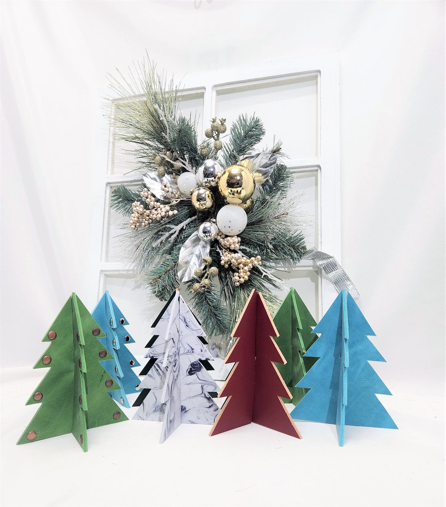 Standing Leather Christmas Trees