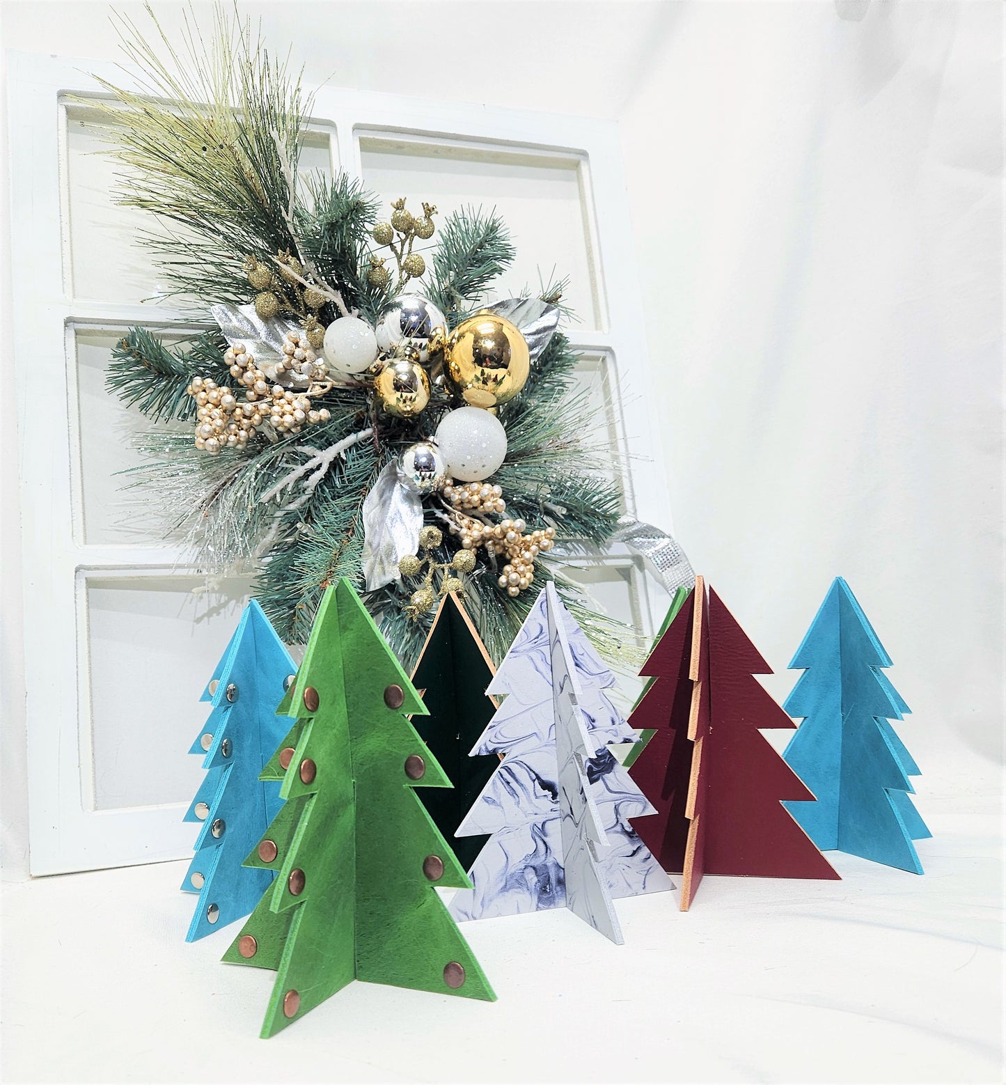 Standing Leather Christmas Trees