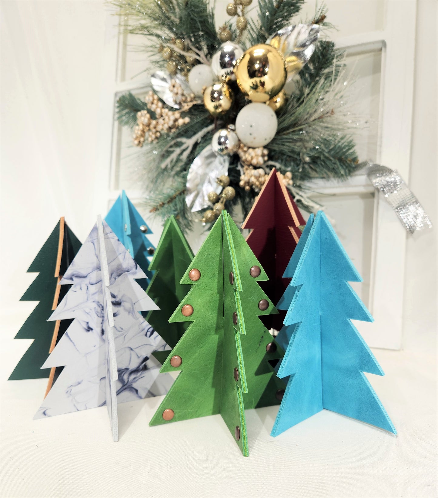 Standing Leather Christmas Trees