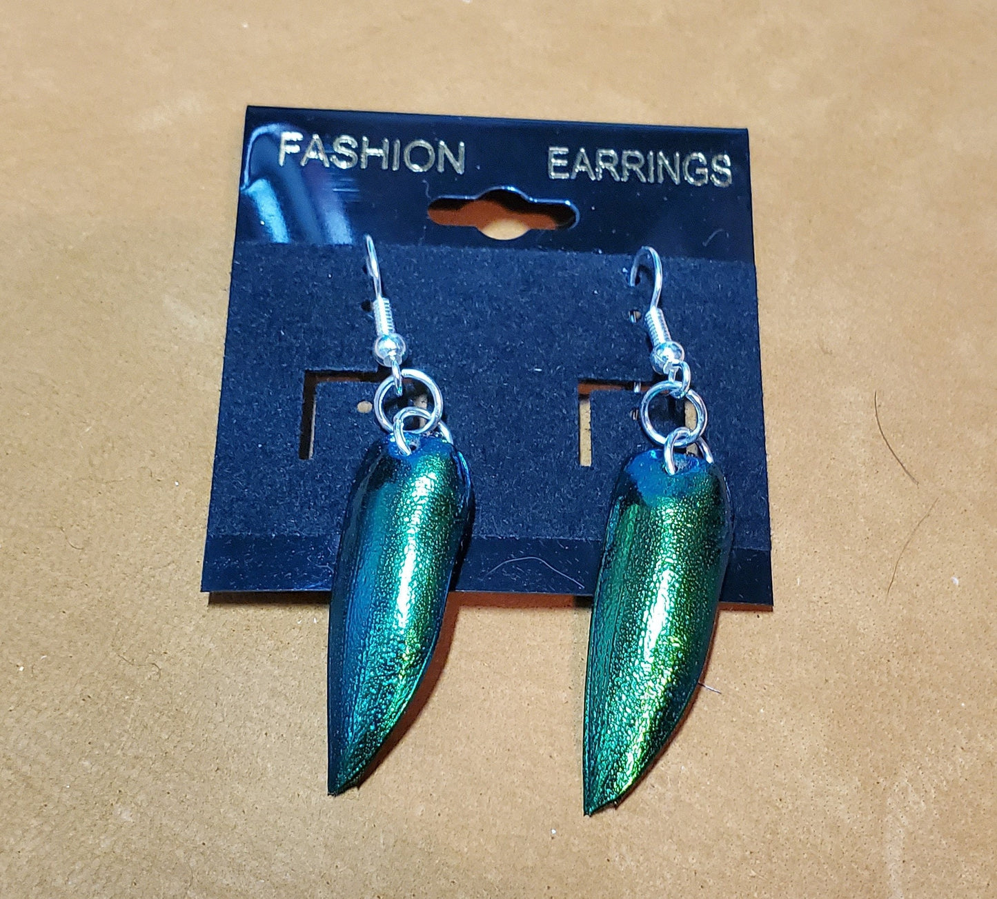 Real Jewel Beetle Wing Earrings, Insect Wings Jewelry