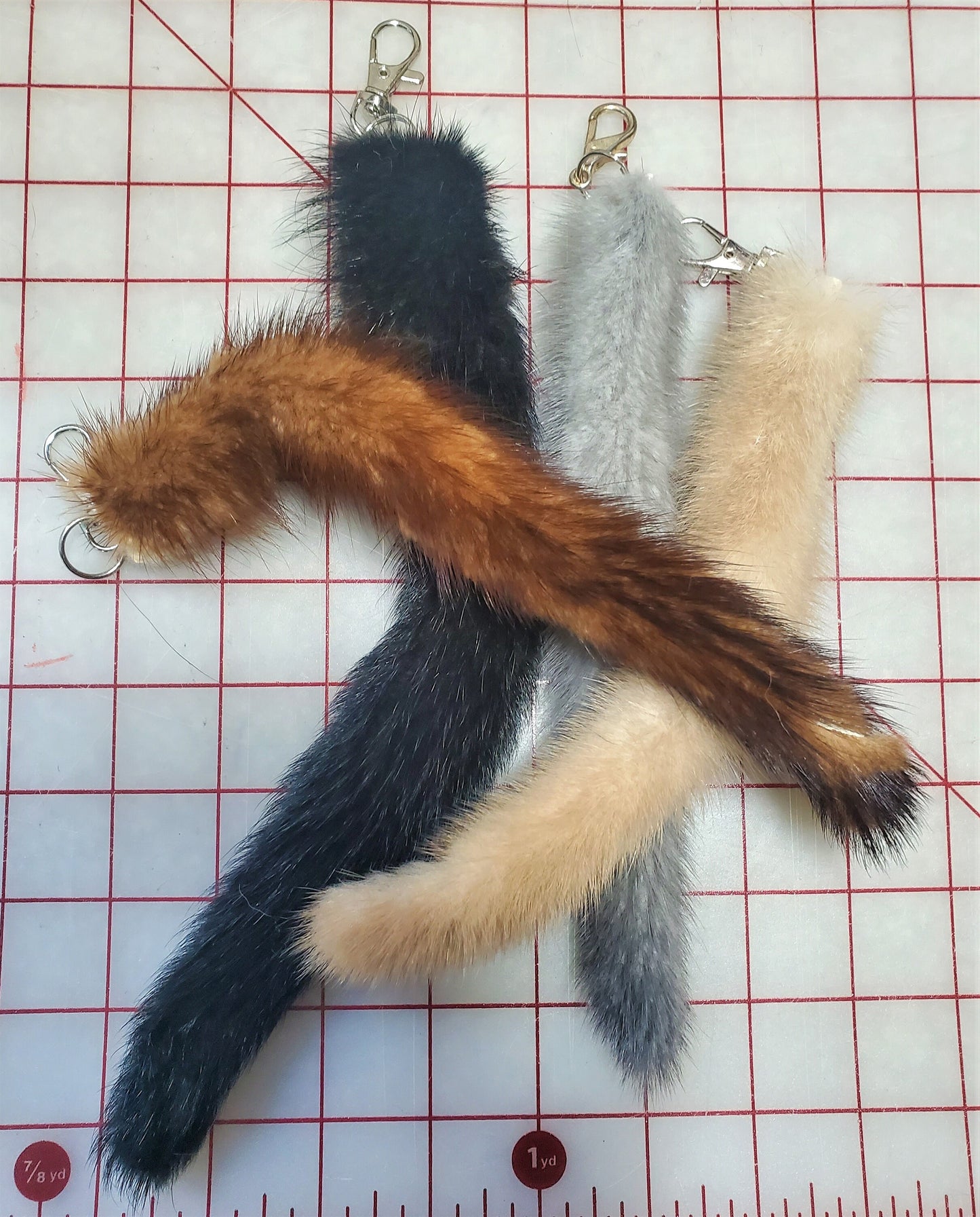 Real Mink Tail Keychains, 7"-10" Taxidermy Festival Tails, Super soft curiosity for costume or bag accessory