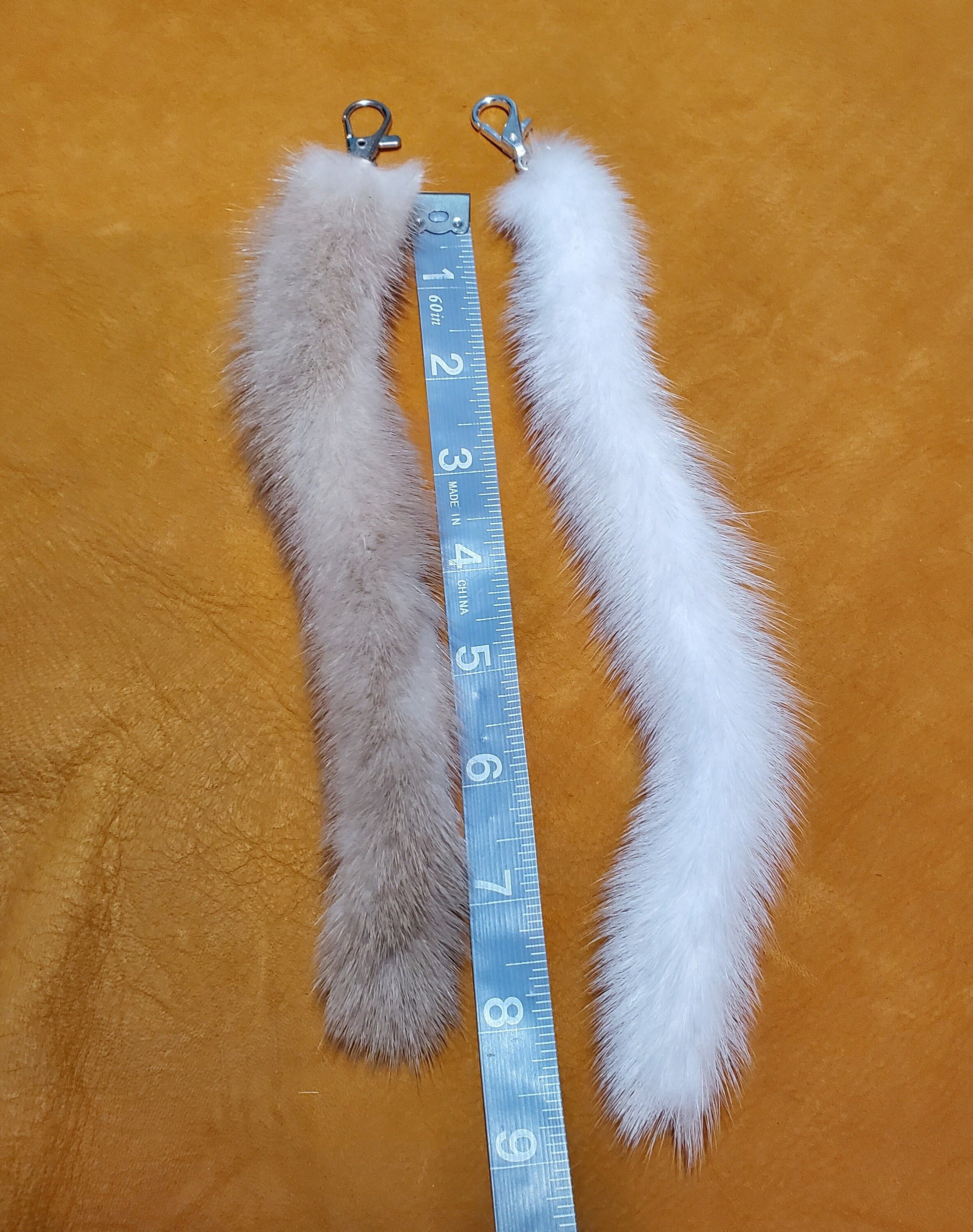 Real Mink Tail Keychains, 7"-10" Taxidermy Festival Tails, Super soft curiosity for costume or bag accessory