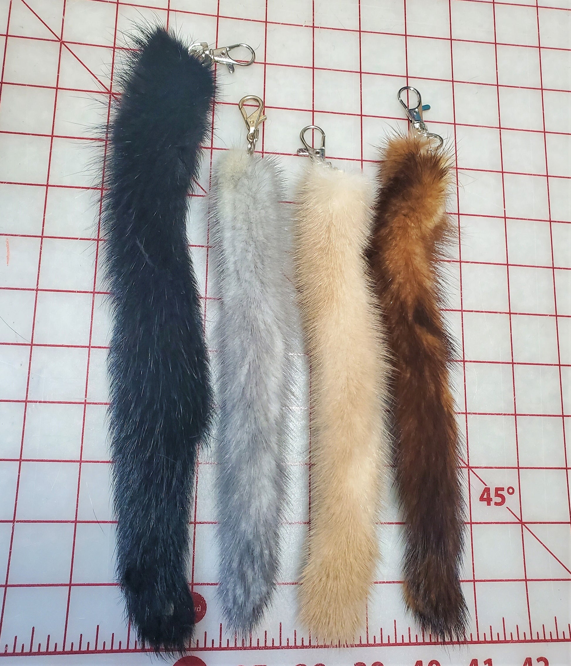 Real Mink Tail Keychains, 7"-10" Taxidermy Festival Tails, Super soft curiosity for costume or bag accessory