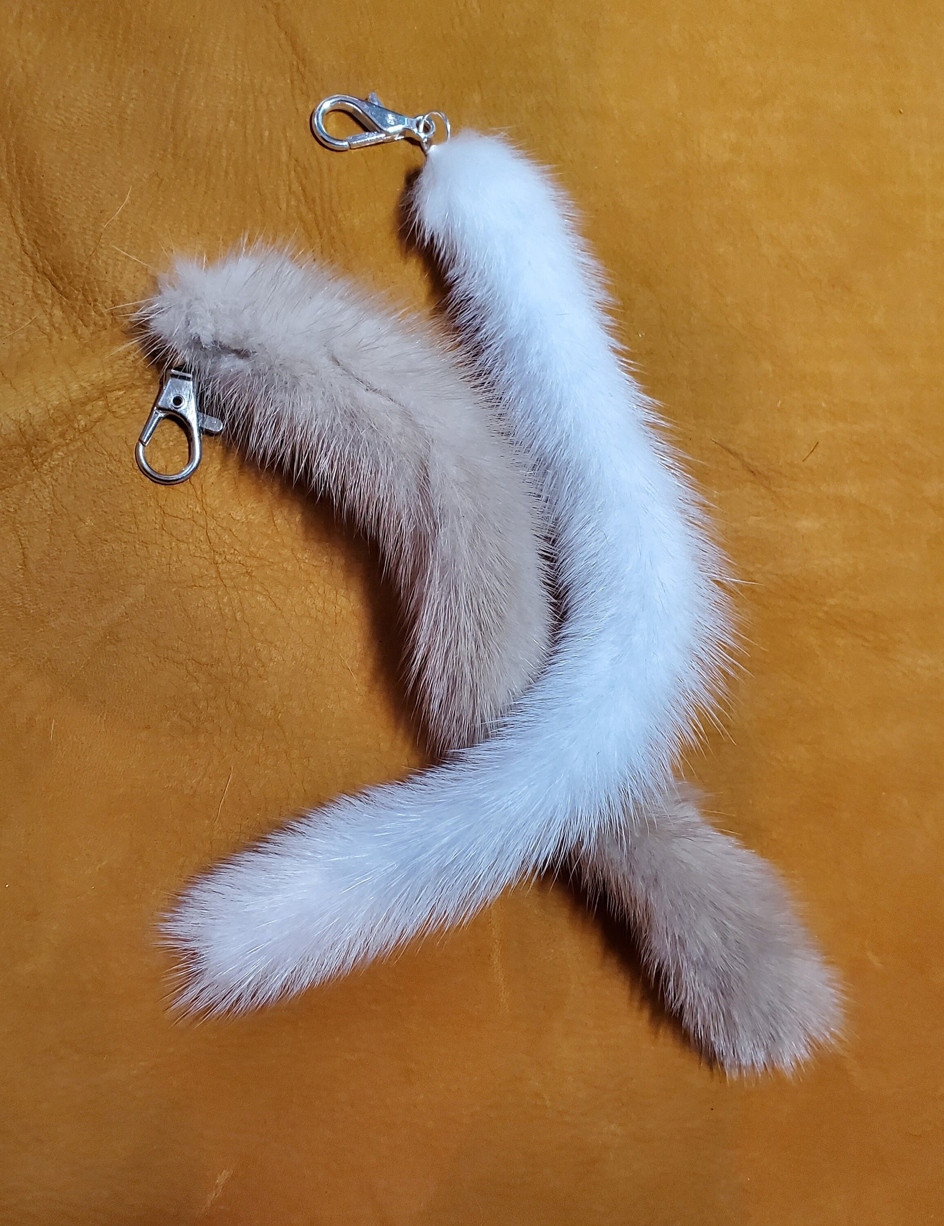 Real Mink Tail Keychains, 7"-10" Taxidermy Festival Tails, Super soft curiosity for costume or bag accessory